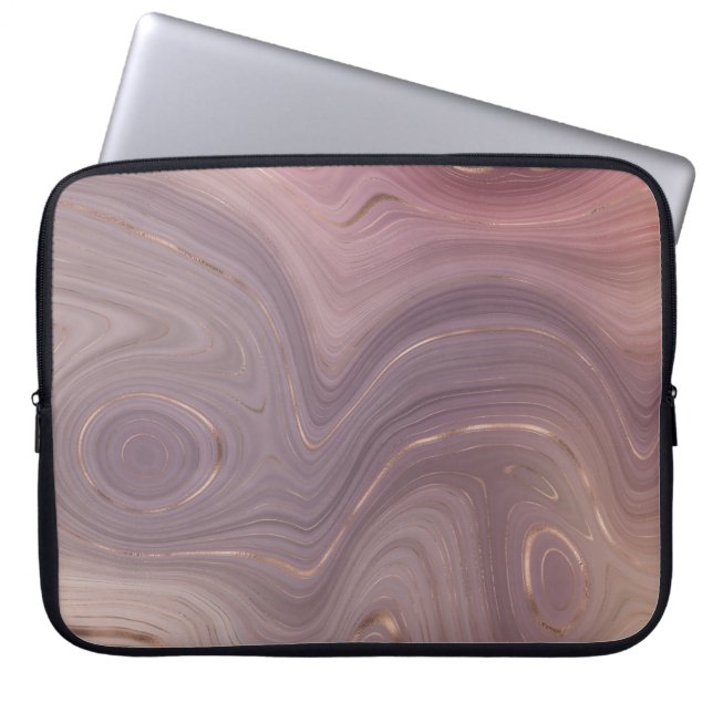Mauve Strata | Dusty Pink and Rose Gold Agate Laptop Sleeve (Front)