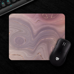 Mauve Strata Dusty Pink and Rose Gold Agate Mouse Mat