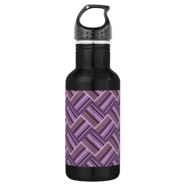 Mauve stripes diagonal weave pattern 532 ml water bottle (Front)