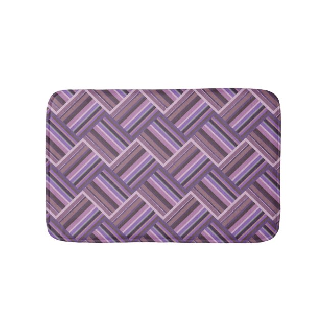 Mauve stripes diagonal weave pattern bath mat (Front)