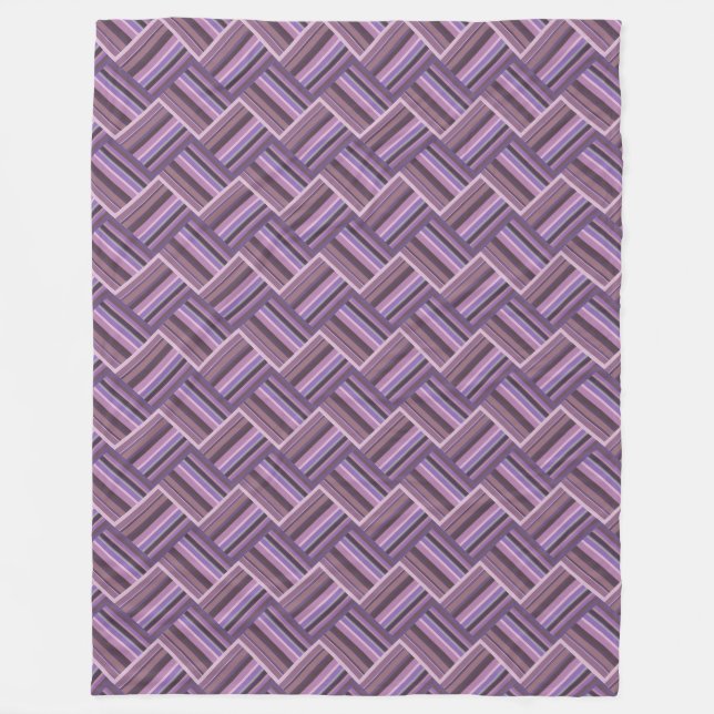 Mauve stripes diagonal weave pattern fleece blanket (Front)