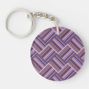 Mauve stripes diagonal weave pattern key ring