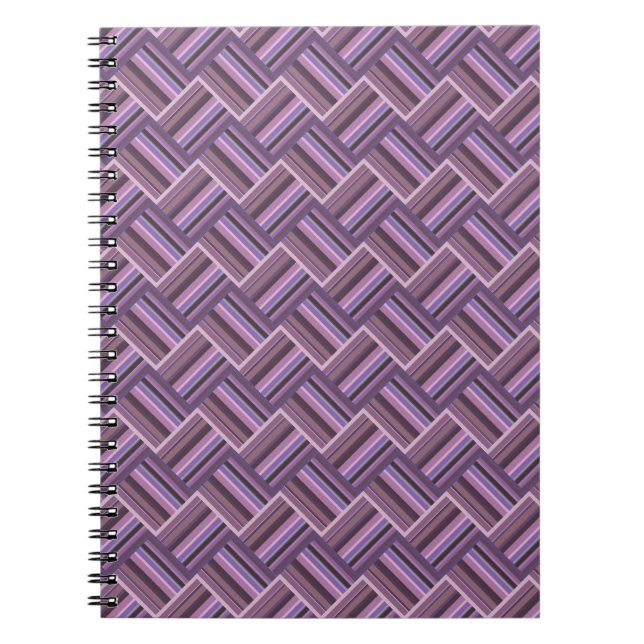Mauve stripes diagonal weave pattern notebook (Front)