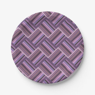 Mauve stripes diagonal weave pattern paper plate