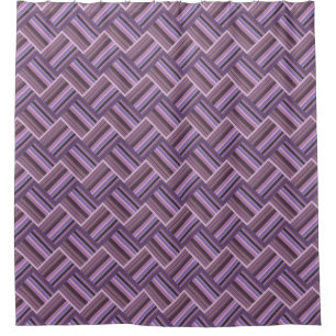 Mauve stripes diagonal weave pattern shower curtain
