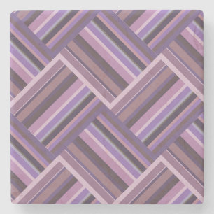 Mauve stripes diagonal weave pattern stone coaster
