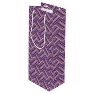 Mauve stripes diagonal weave pattern wine gift bag