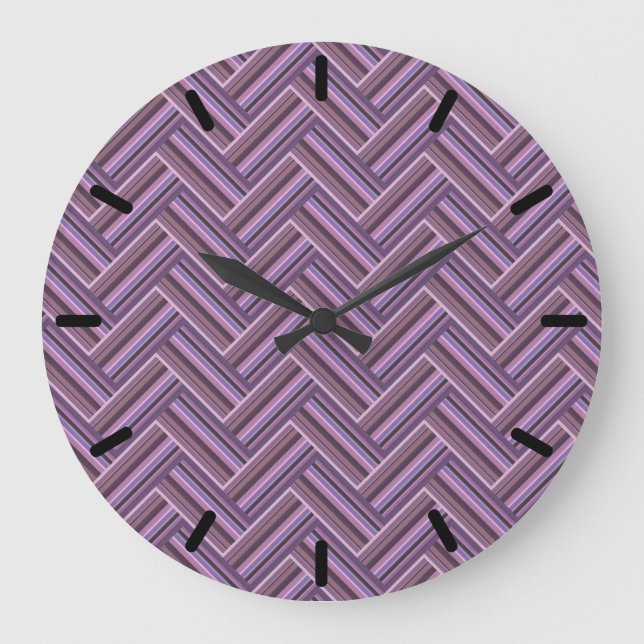 Mauve stripes double weave pattern large clock (Front)