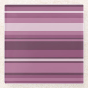 Mauve stripes glass coaster
