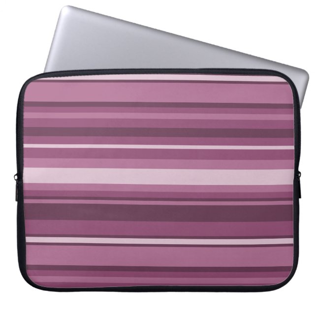 Mauve stripes laptop sleeve (Front)