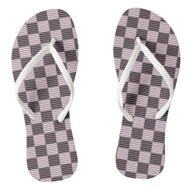 Mauve Stripes Pair of Flip Flops (Footbed)