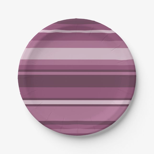 Mauve stripes paper plate (Front)