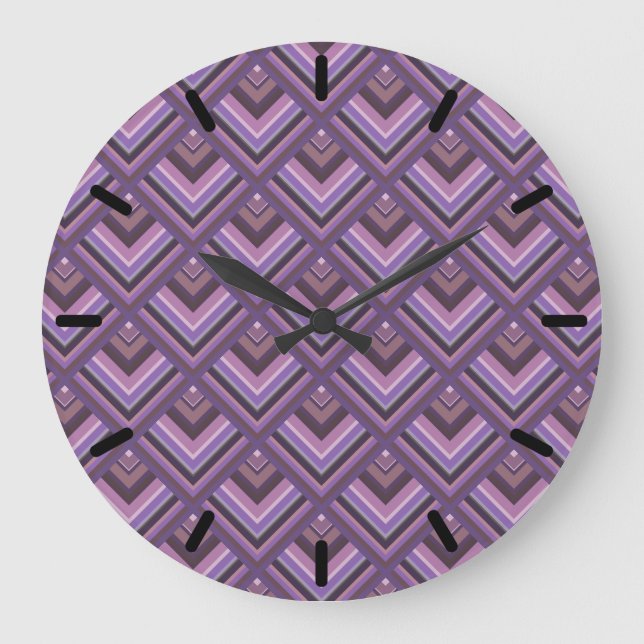 Mauve stripes scale pattern large clock (Front)