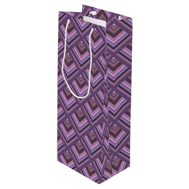 Mauve stripes scale pattern wine gift bag (Front Angled)