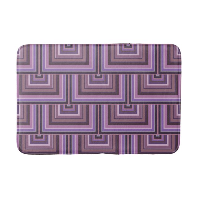 Mauve stripes square scales pattern bath mat (Front)