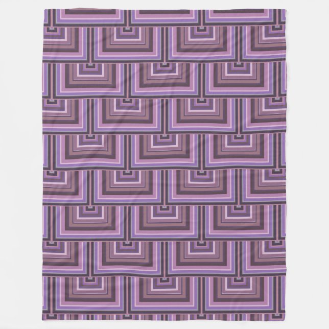 Mauve stripes square scales pattern fleece blanket (Front)