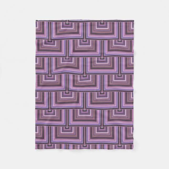 Mauve stripes square scales pattern fleece blanket (Front)