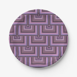Mauve stripes square scales pattern paper plate