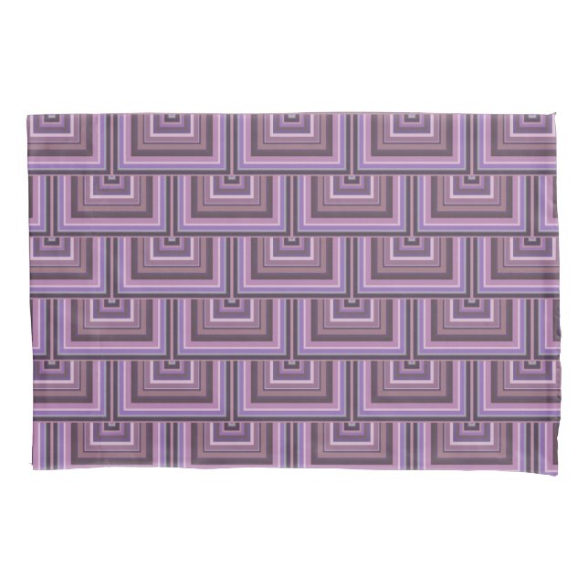 Mauve stripes square scales pattern pillowcase (Front)