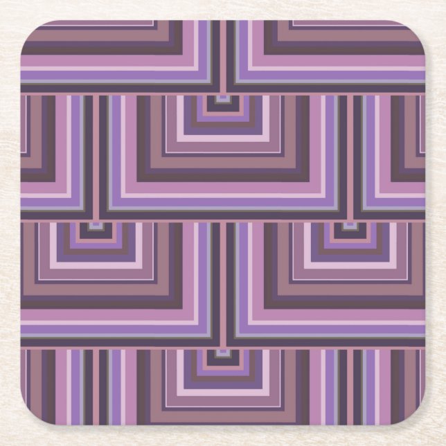 Mauve stripes square scales pattern square paper coaster (Front)