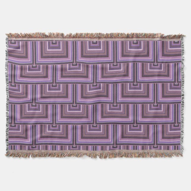 Mauve stripes square scales pattern throw blanket (Front)