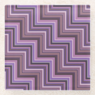 Mauve stripes stairs pattern glass coaster