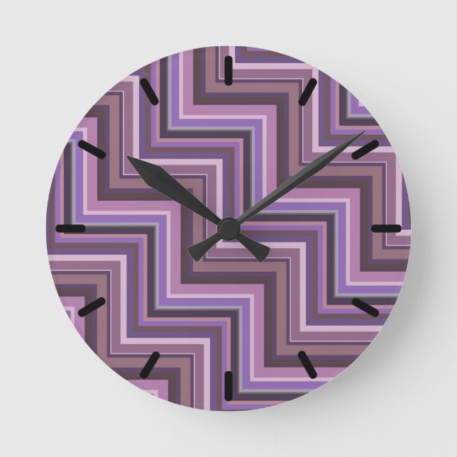 Mauve stripes stairs pattern round clock (Front)