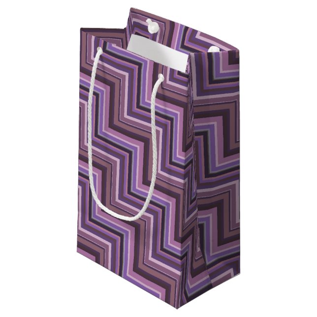Mauve stripes stairs pattern small gift bag (Front Angled)