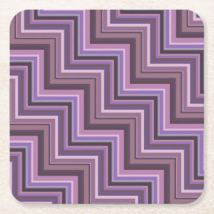 Mauve stripes stairs pattern square paper coaster