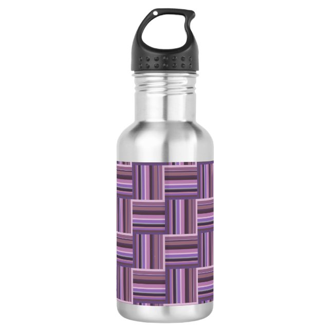 Mauve stripes weave pattern 532 ml water bottle (Front)