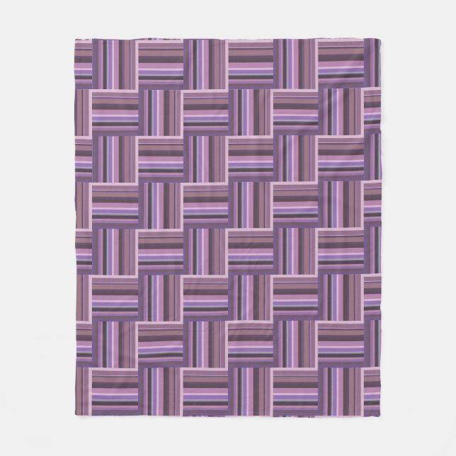 Mauve stripes weave pattern fleece blanket (Front)