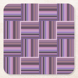 Mauve stripes weave pattern square paper coaster