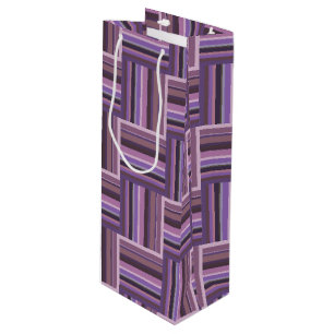 Mauve stripes weave pattern wine gift bag