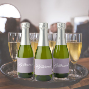 Mauve Stylised Script Wedding Bridesmaid Sparkling Wine Label