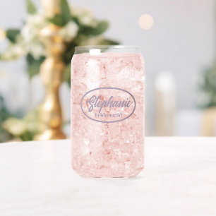 Mauve Stylised Wedding Bridesmaid Name Can Glass
