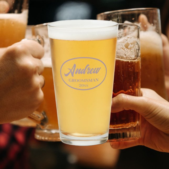 Mauve Stylised Wedding Groomsman Glass (In Situ)