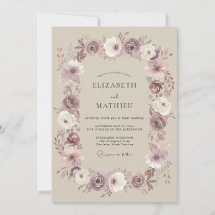 Mauve Subtle Floral Romance Wedding Invitation
