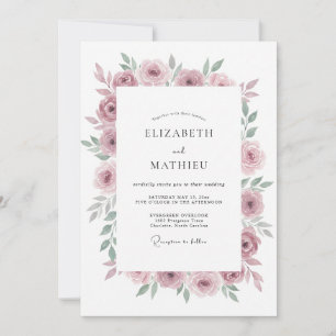 Mauve Subtle Watercolor Wedding Invitation