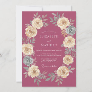 Mauve Sumptuous Autumnal Wedding Invitation