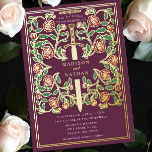 Mauve Sword Floral Medieval Fantasy Wedding 