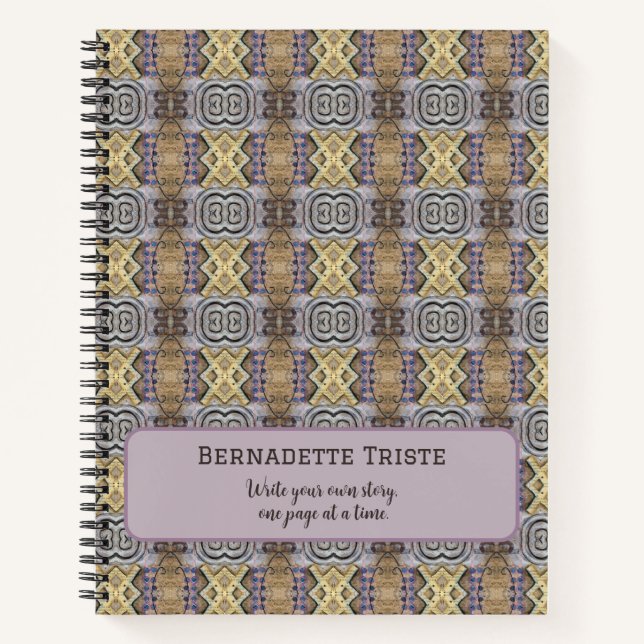 Mauve Tan Brown Geometric Seamless Pattern Notebook (Front)