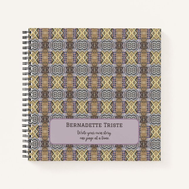Mauve Tan Brown Geometric Seamless Pattern Notebook (Front)