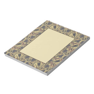 Mauve, Tan & Gray Crow & Dragonfly Floral Notepad