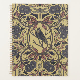 Mauve, Tan & Grey Crow & Dragonfly Floral Planner