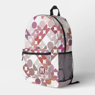 Mauve Taupe Blush Peach Pink Midcentury Pattern Printed Backpack