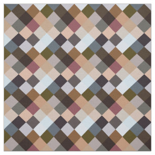 Mauve Taupe Grey Slate Blue Squares Mosaic Pattern Fabric