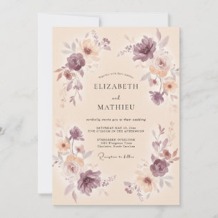Mauve Taupe Petal Wedding Invitation