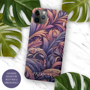 Mauve Taupe Pink Violet Purple Paisley Pattern iPhone 16 Pro Max Case