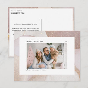Mauve Tones and Glitter Accents Photo Christmas Holiday Postcard