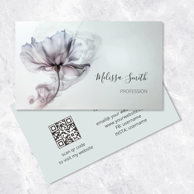 Mauve Transparent Flower And Haze Business Card (Creator Uploaded)